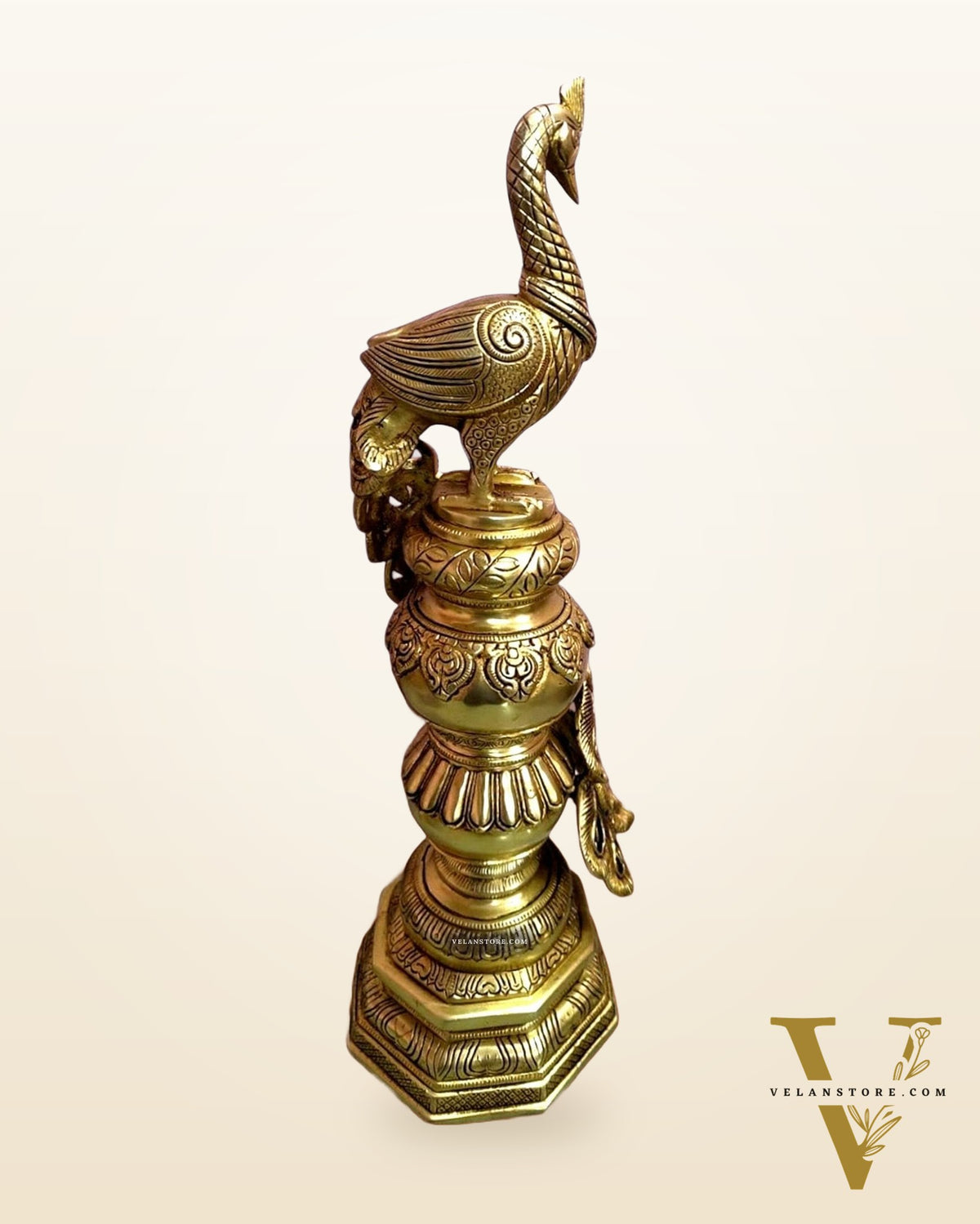 Large Brass Peacock Showpiece 20"