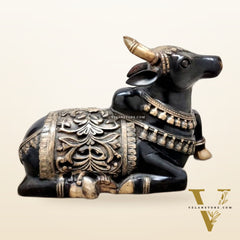 Large Brass Superfine Nandi Sculpture - 21" Black tone