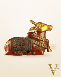 Large Brass Superfine Nandi Sculpture - 21" Divine Statue dual tone