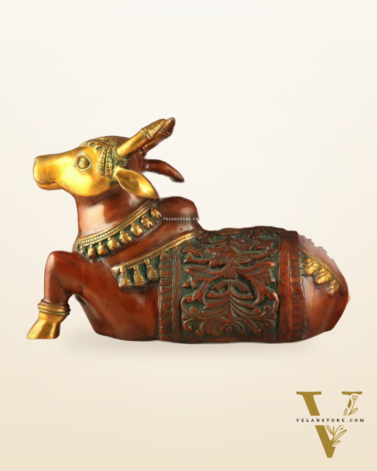 Large Brass Superfine Nandi Sculpture - 21" Divine Statue dual tone