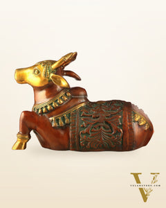 Large Brass Superfine Nandi Sculpture - 21" Divine Statue dual tone