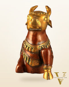 Large Brass Superfine Nandi Sculpture - 21" Divine Statue dual tone