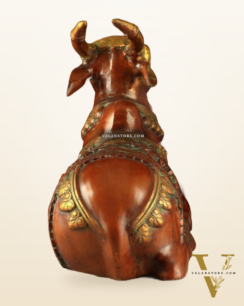 Large Brass Superfine Nandi Sculpture - 21" Divine Statue dual tone