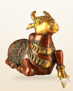 Large Brass Superfine Nandi Sculpture - 21" Divine Statue dual tone