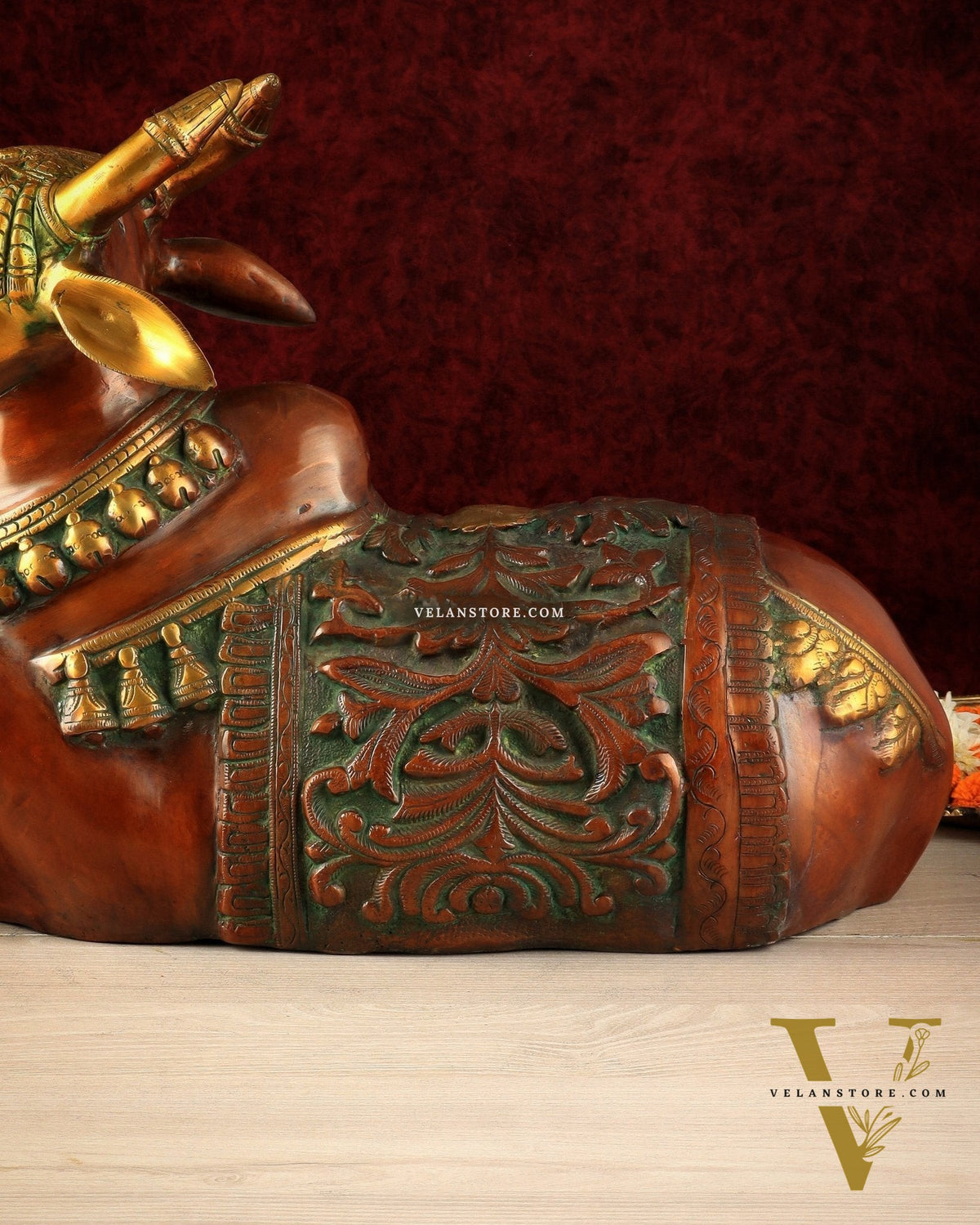 Large Brass Superfine Nandi Sculpture - 21" Divine Statue dual tone
