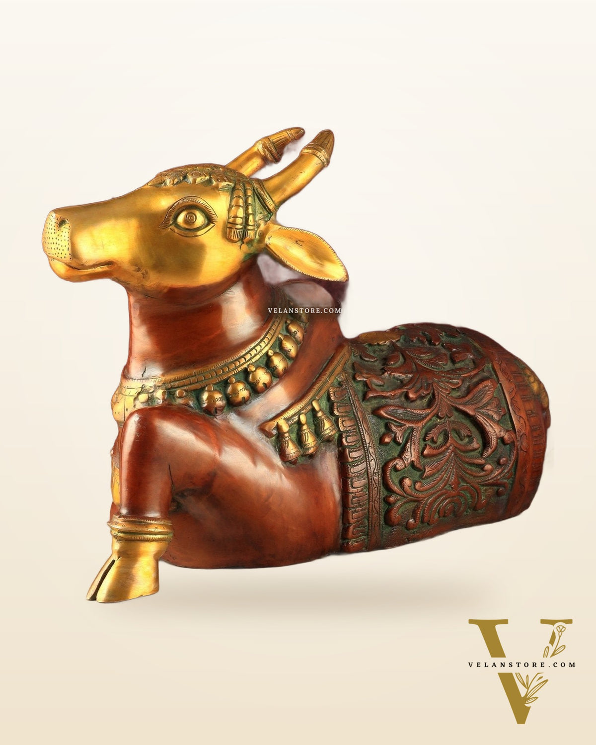 Large Brass Superfine Nandi Sculpture - 21" Divine Statue dual tone