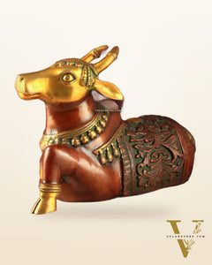 Large Brass Superfine Nandi Sculpture - 21" Divine Statue dual tone