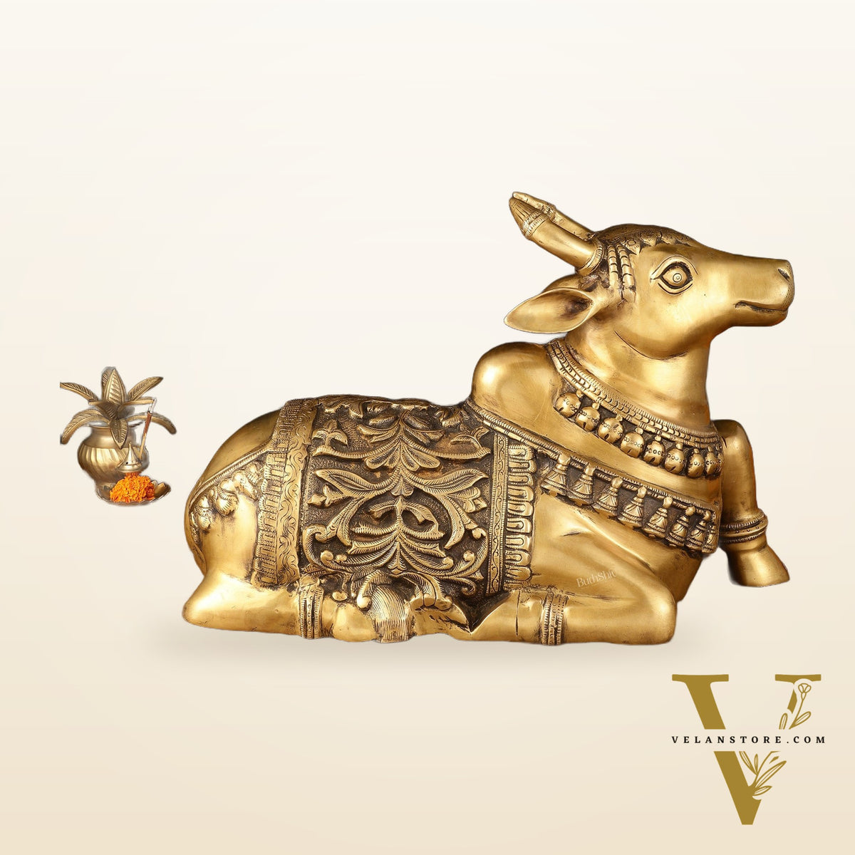 Large Brass Superfine Nandi Sculpture - 21" Divine Statue