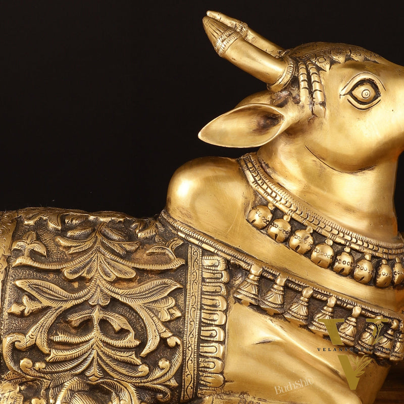 Large Brass Superfine Nandi Sculpture - 21" Divine Statue