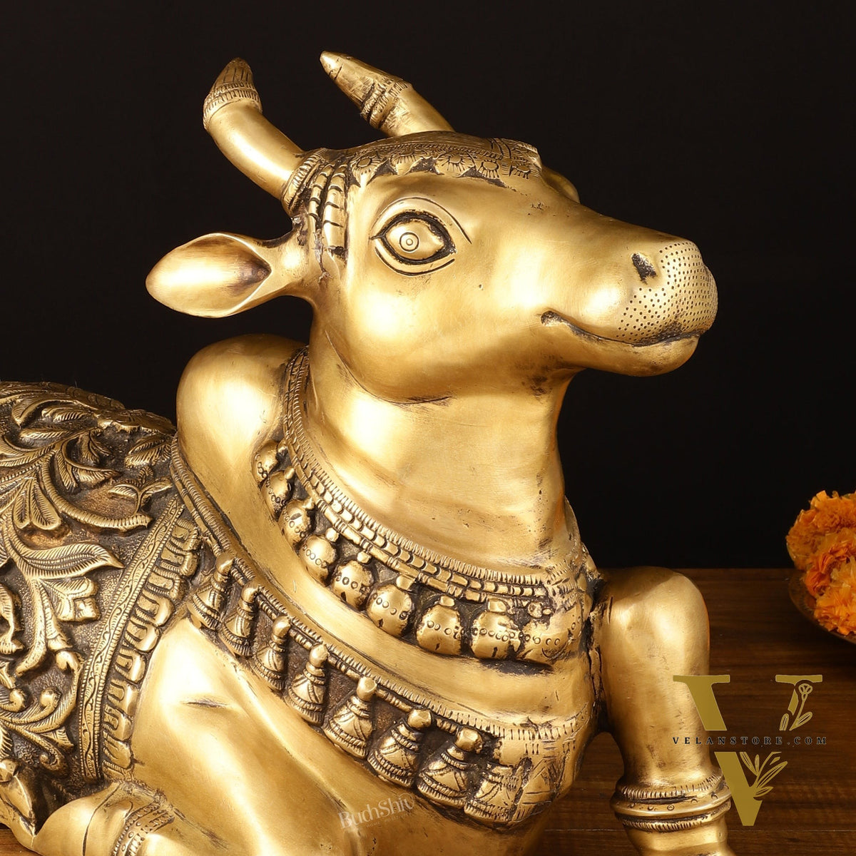 Large Brass Superfine Nandi Sculpture - 21" Divine Statue