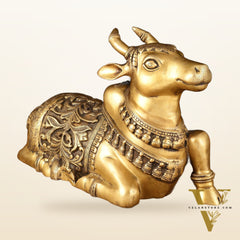 Large Brass Superfine Nandi Sculpture - 21" Divine Statue