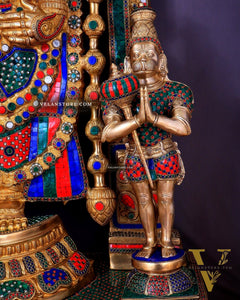 Large Brass Tirupati Balaji Sculpture 60" Lord Venkateshwara darbar