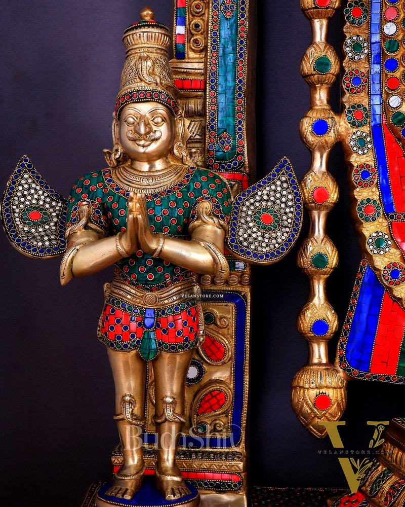 Large Brass Tirupati Balaji Sculpture 60" Lord Venkateshwara darbar