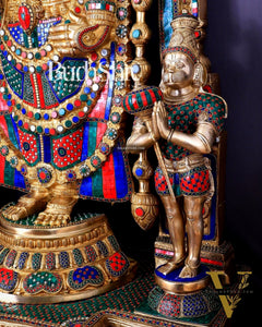 Large Brass Tirupati Balaji Sculpture 60" Lord Venkateshwara darbar