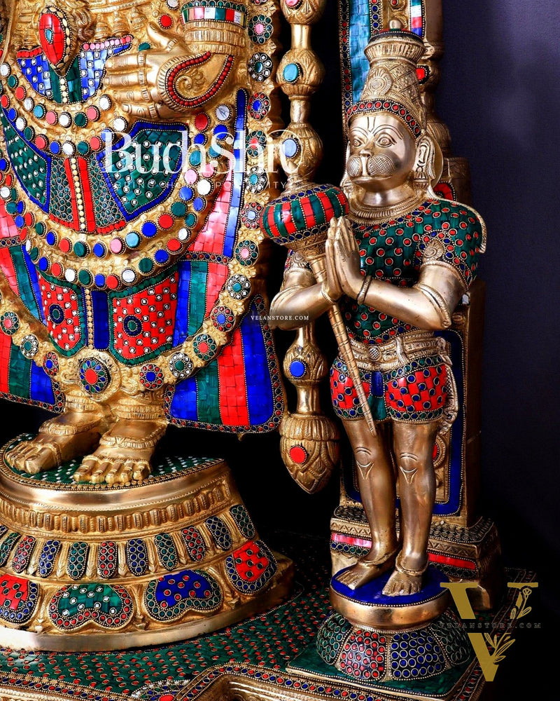 Large Brass Tirupati Balaji Sculpture 60" Lord Venkateshwara darbar