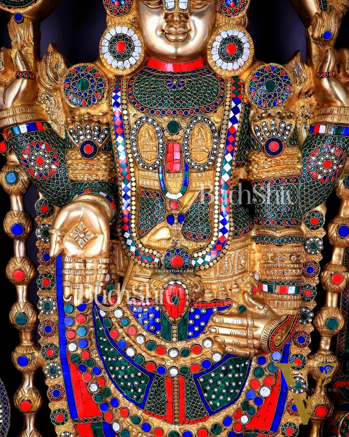 Large Brass Tirupati Balaji Sculpture 60" Lord Venkateshwara darbar