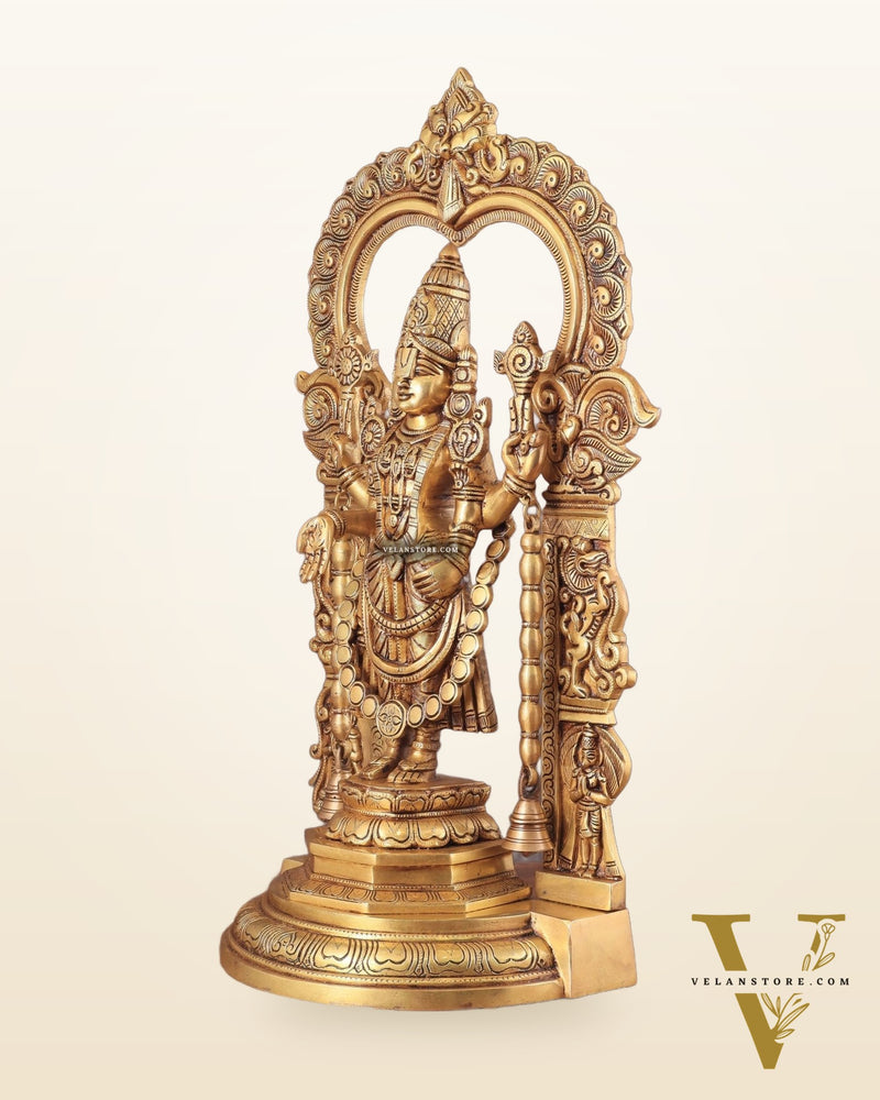 Large Brass Tirupati Balaji Statue with Hanuman and Garuda – 22 Inch