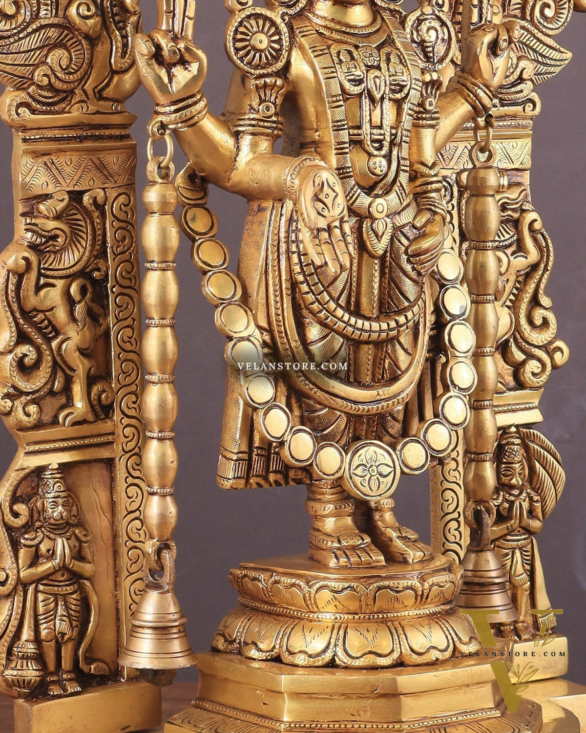 Large Brass Tirupati Balaji Statue with Hanuman and Garuda – 22 Inch