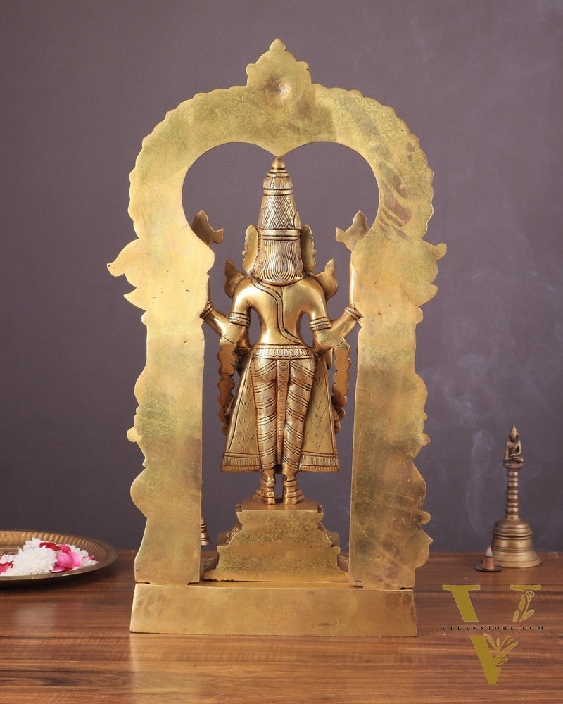 Large Brass Tirupati Balaji Statue with Hanuman and Garuda – 22 Inch