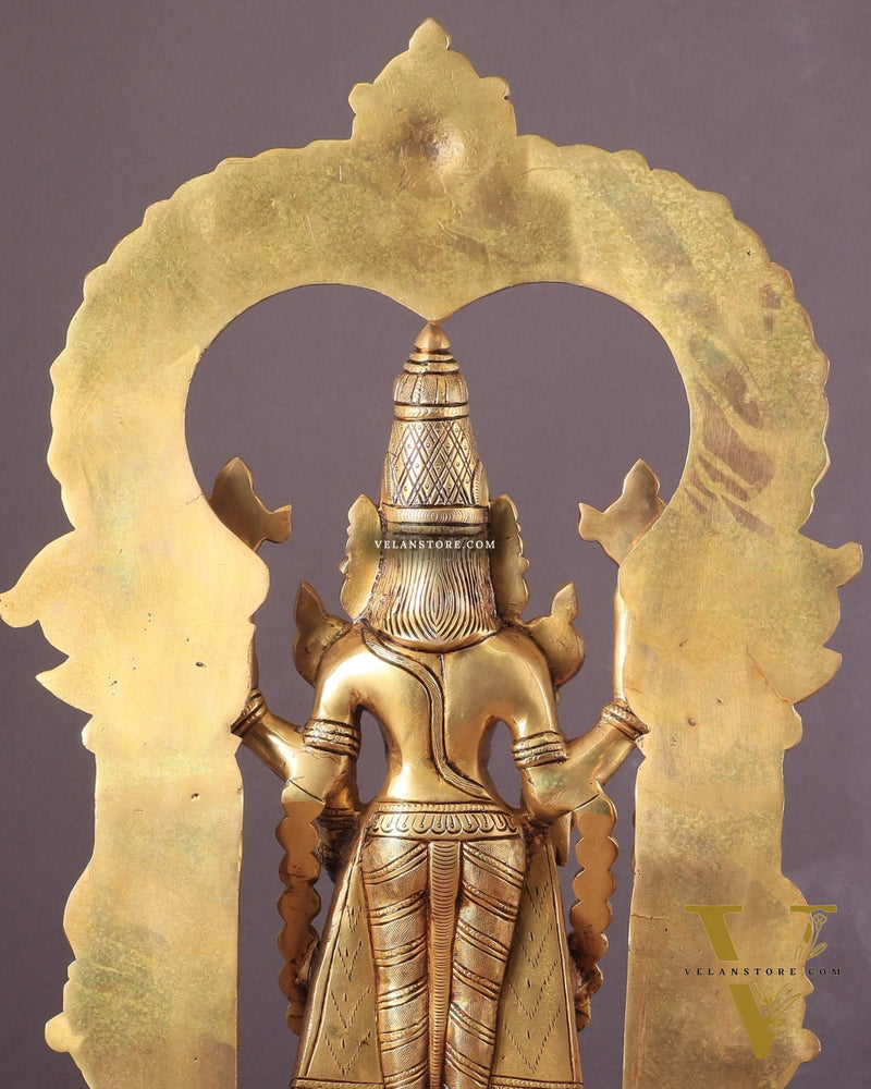 Large Brass Tirupati Balaji Statue with Hanuman and Garuda – 22 Inch