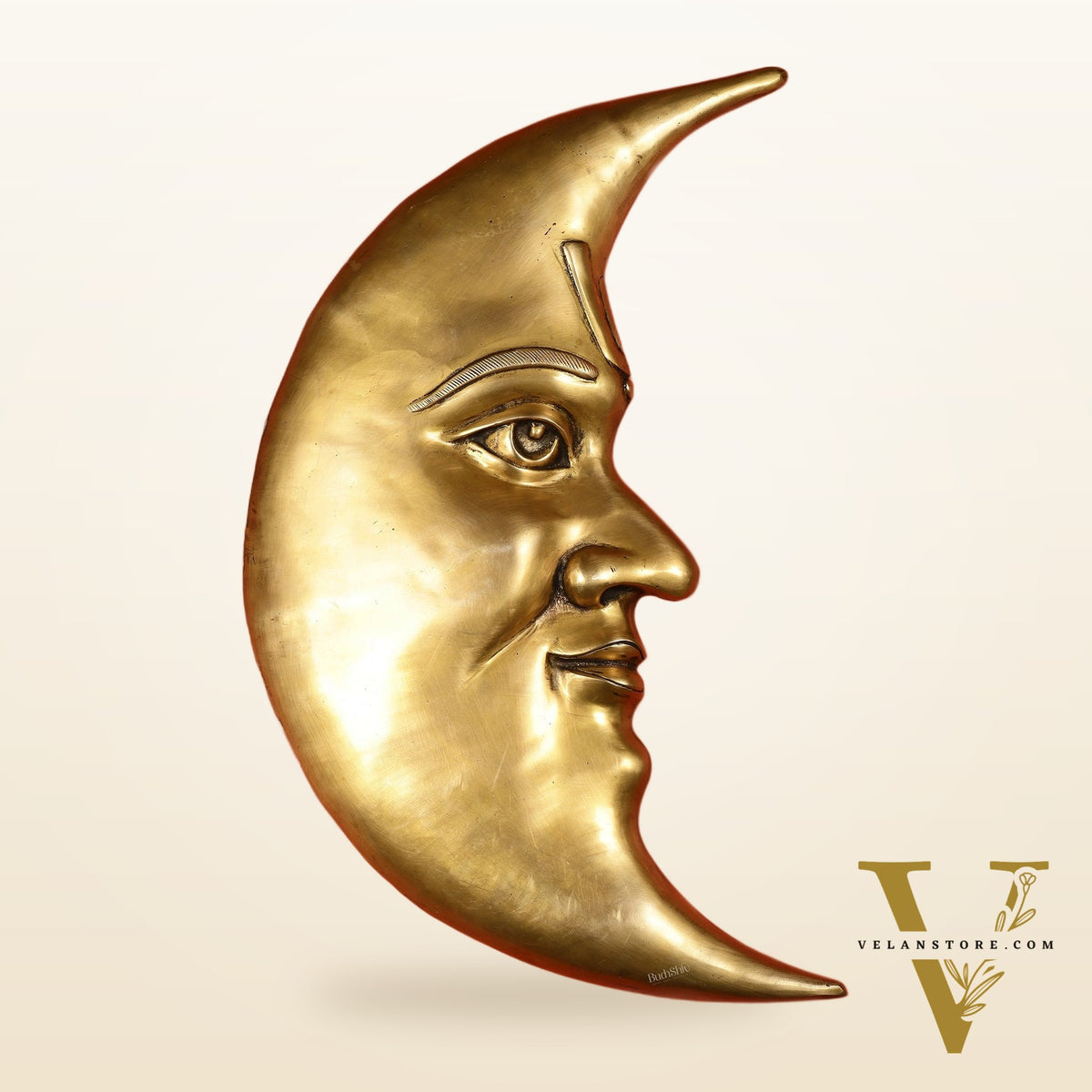 Large Brass Wall Hanging Moon (Chandra) – 23"