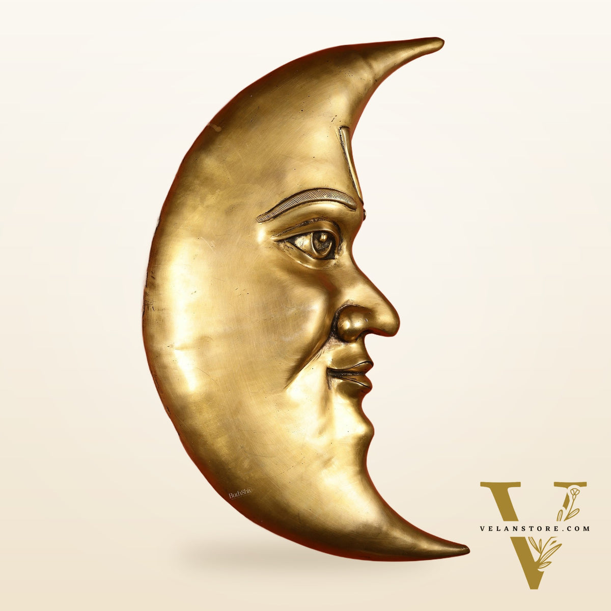 Large Brass Wall Hanging Moon (Chandra) – 23"
