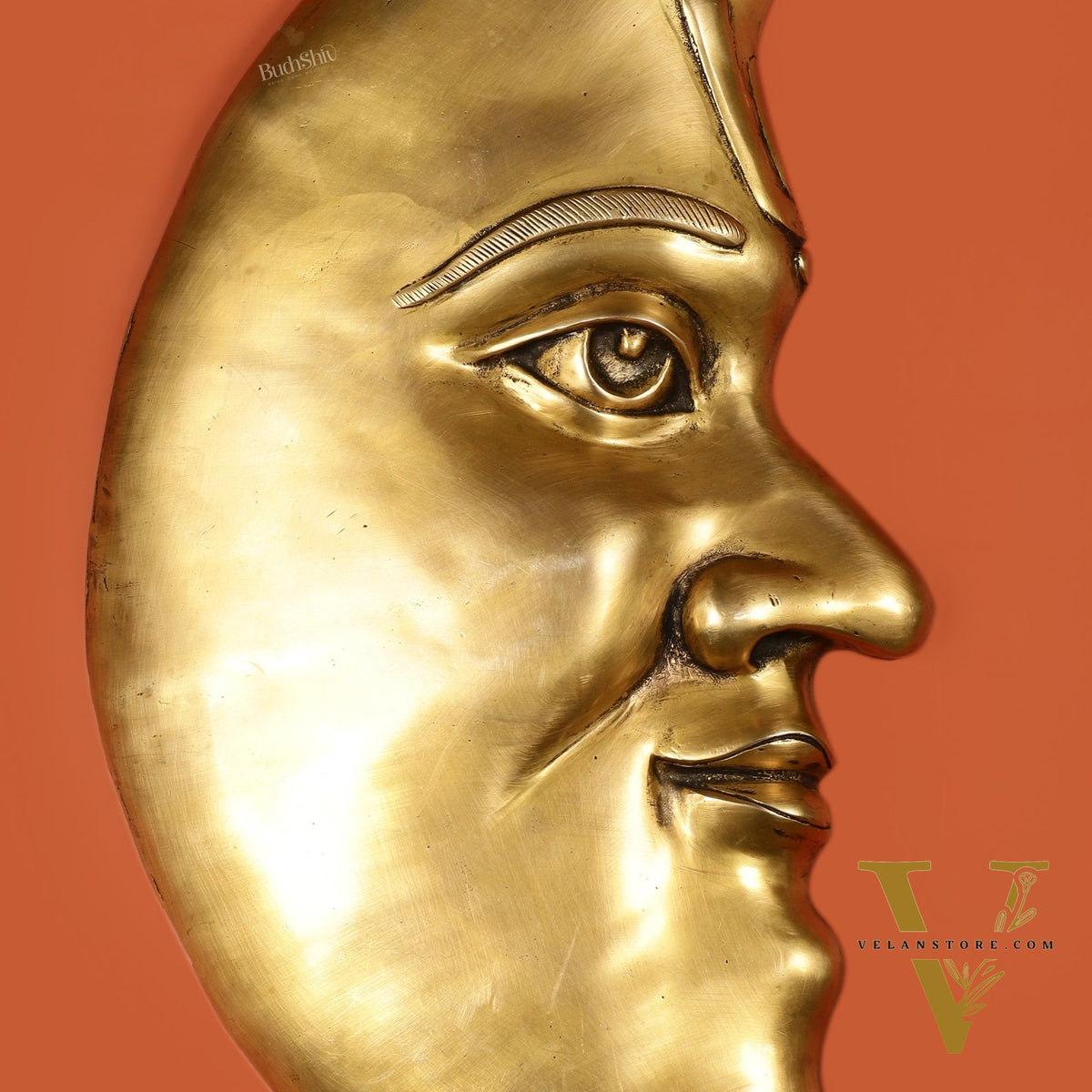 Large Brass Wall Hanging Moon (Chandra) – 23"