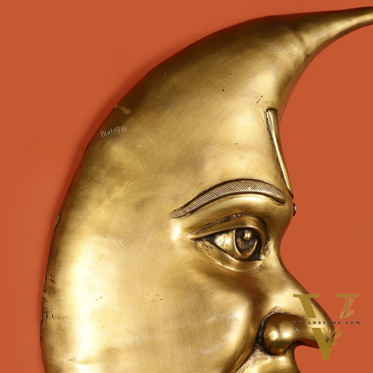 Large Brass Wall Hanging Moon (Chandra) – 23"