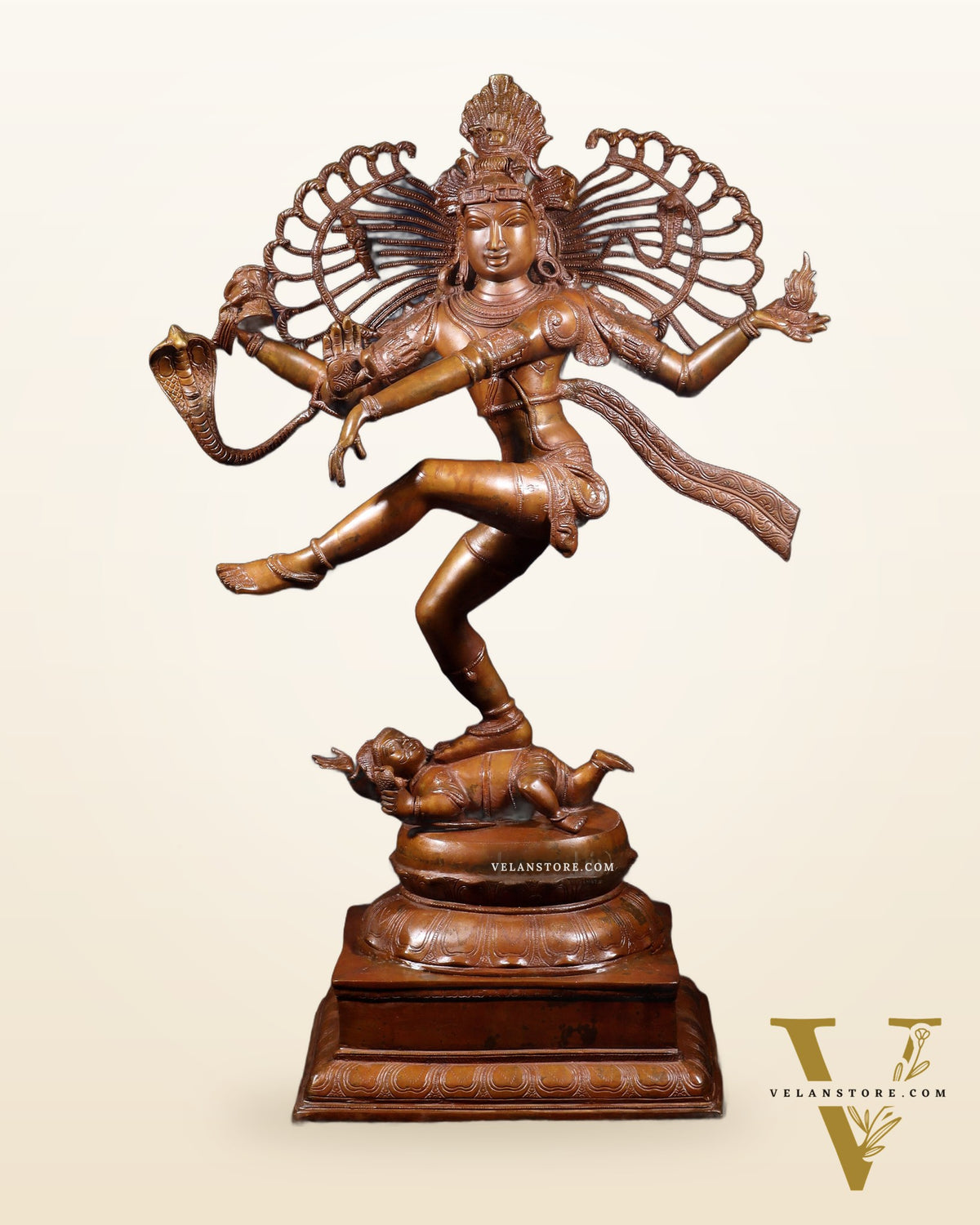 Large Dancing Shiva as Nataraja (Without Ring) – Chola Bronze Replica, Copper Coated 40"