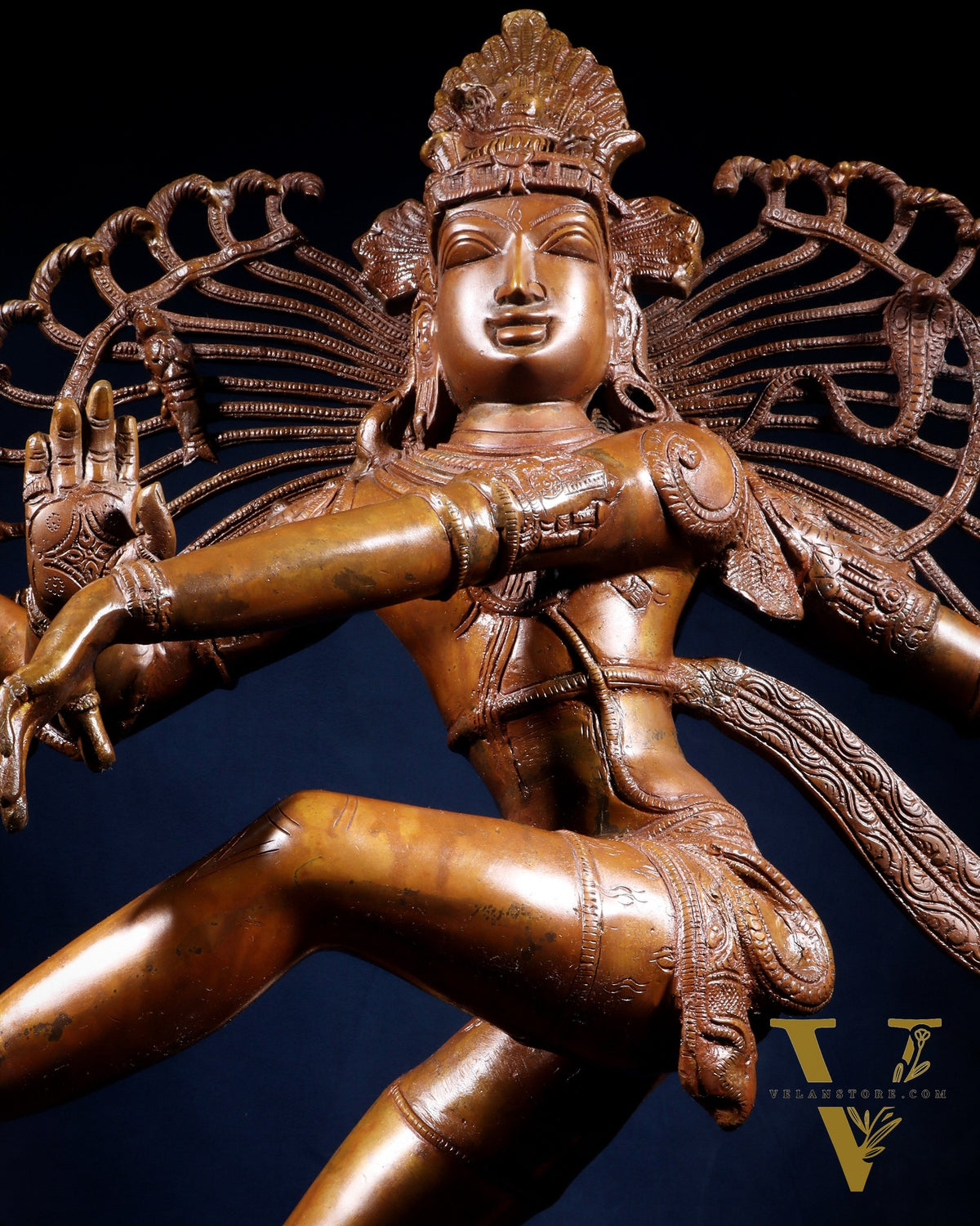 Large Dancing Shiva as Nataraja (Without Ring) – Chola Bronze Replica, Copper Coated 40"