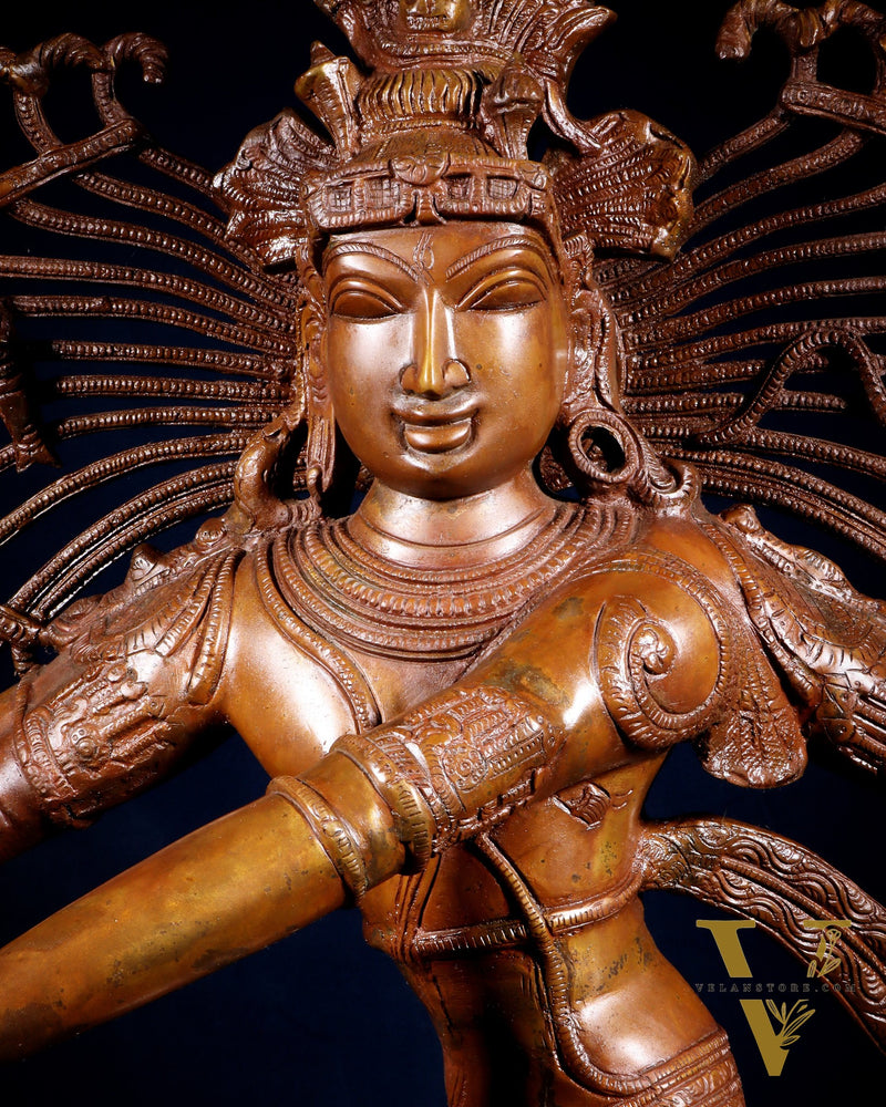 Large Dancing Shiva as Nataraja (Without Ring) – Chola Bronze Replica, Copper Coated 40"