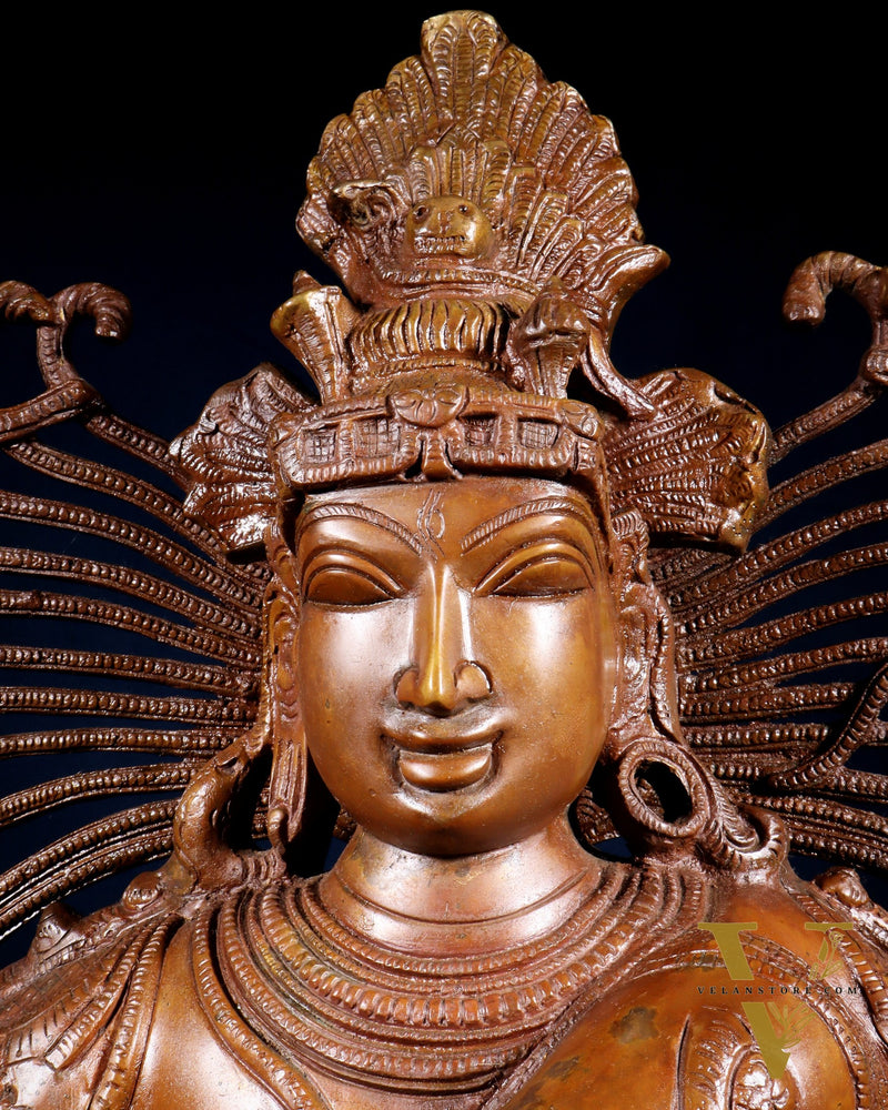 Large Dancing Shiva as Nataraja (Without Ring) – Chola Bronze Replica, Copper Coated 40"