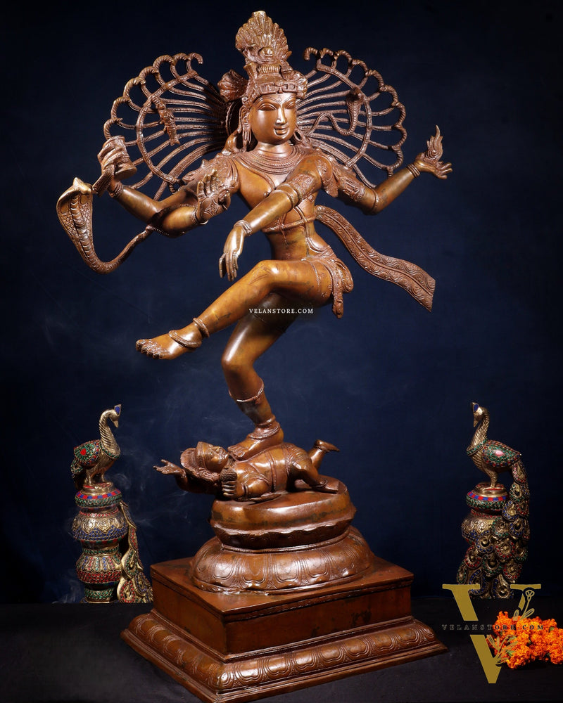 Large Dancing Shiva as Nataraja (Without Ring) – Chola Bronze Replica, Copper Coated 40"