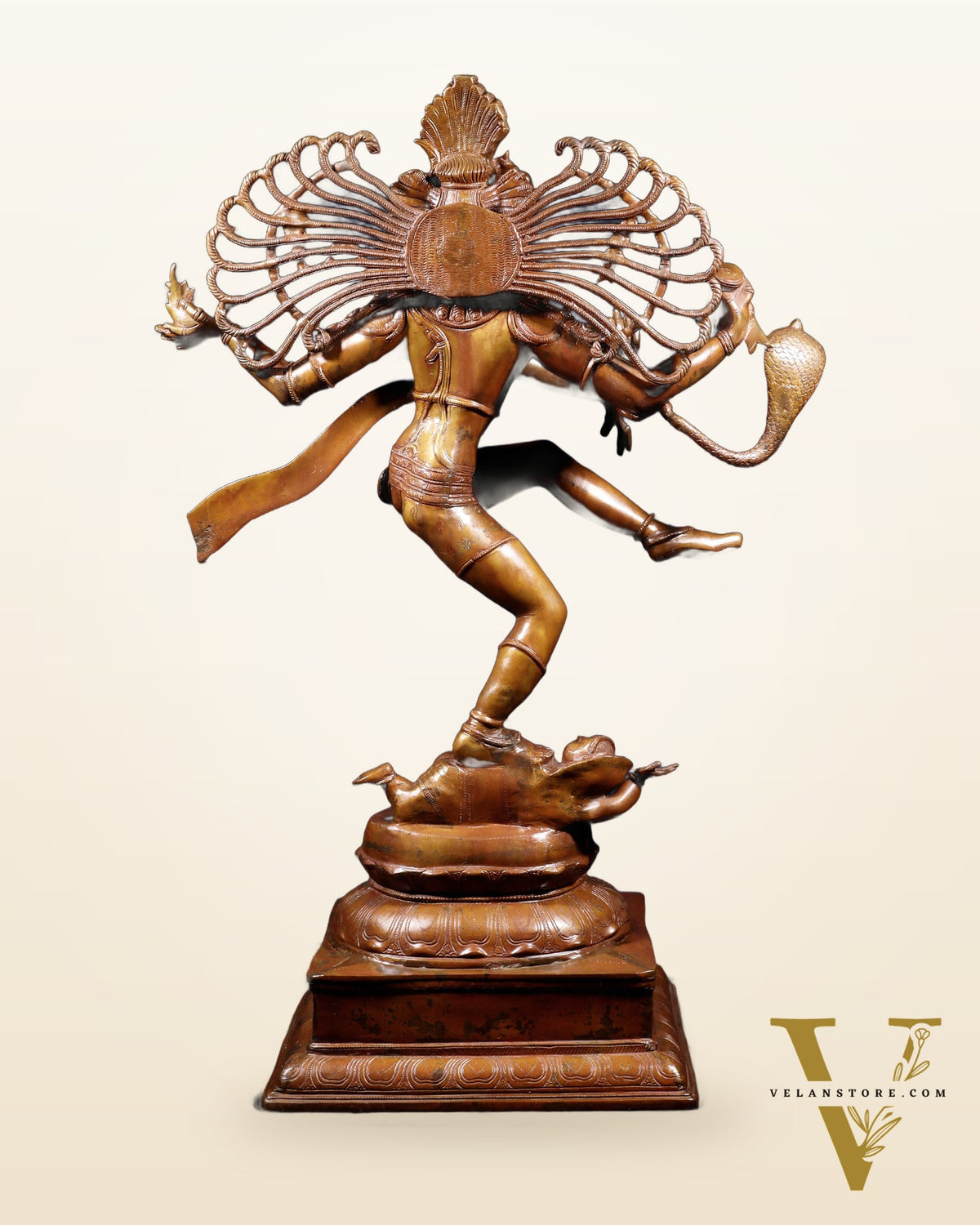 Large Dancing Shiva as Nataraja (Without Ring) – Chola Bronze Replica, Copper Coated 40"