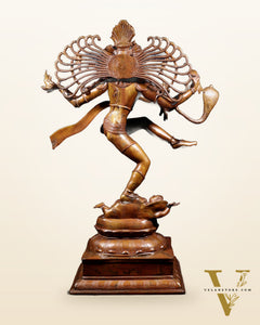Large Dancing Shiva as Nataraja (Without Ring) – Chola Bronze Replica, Copper Coated 40"