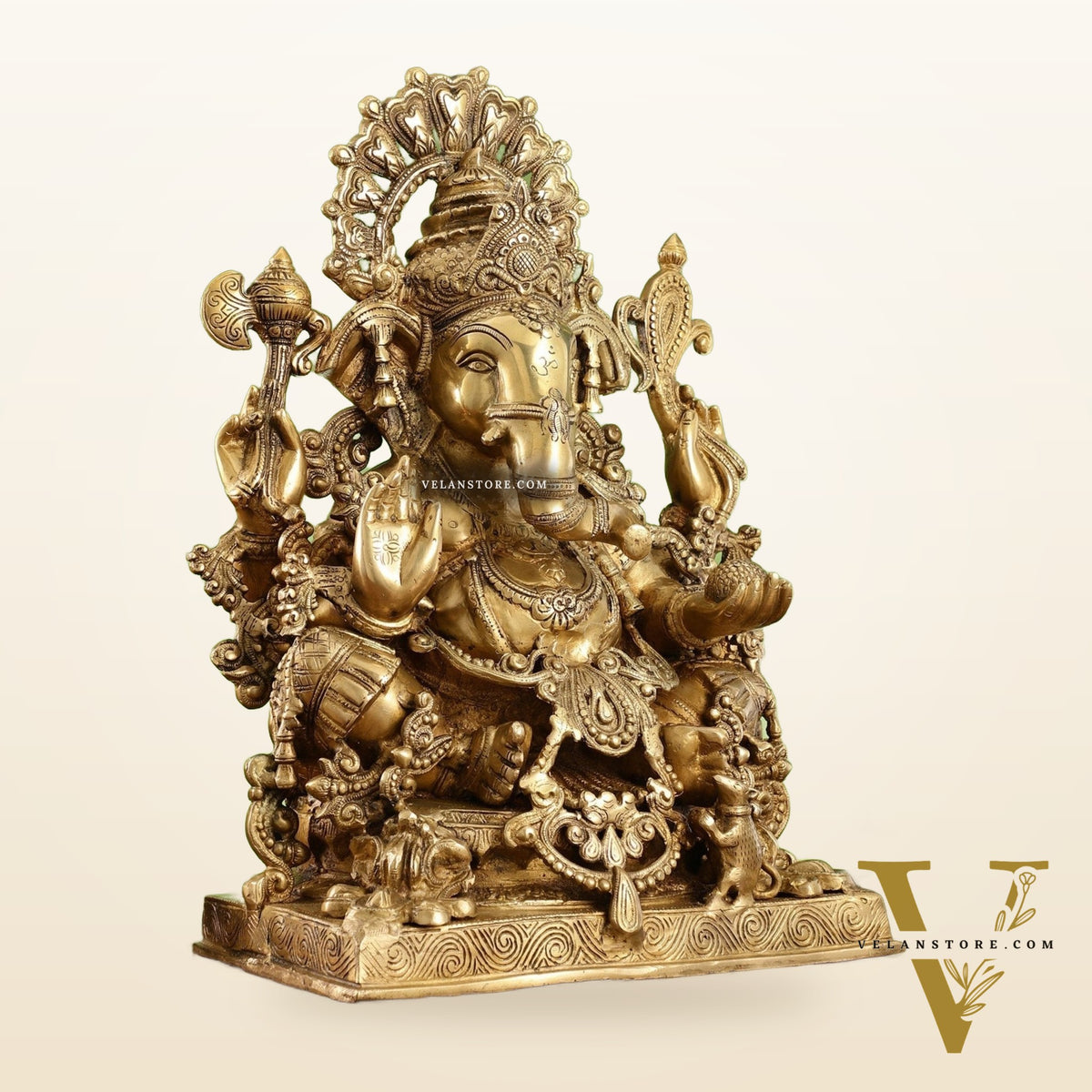 Large Ganapati Statue: Blessing Ganesha Brass Idol