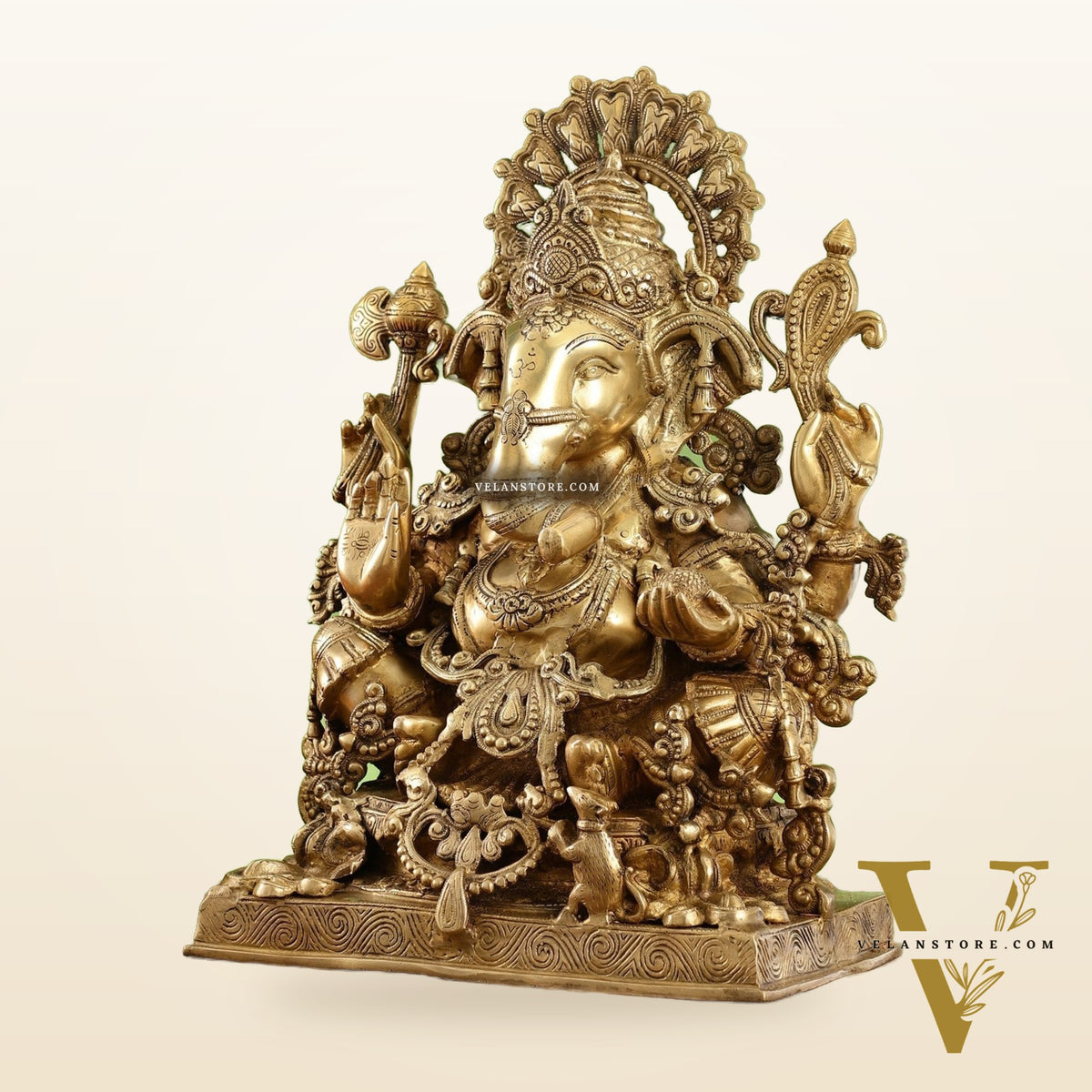 Large Ganapati Statue: Blessing Ganesha Brass Idol
