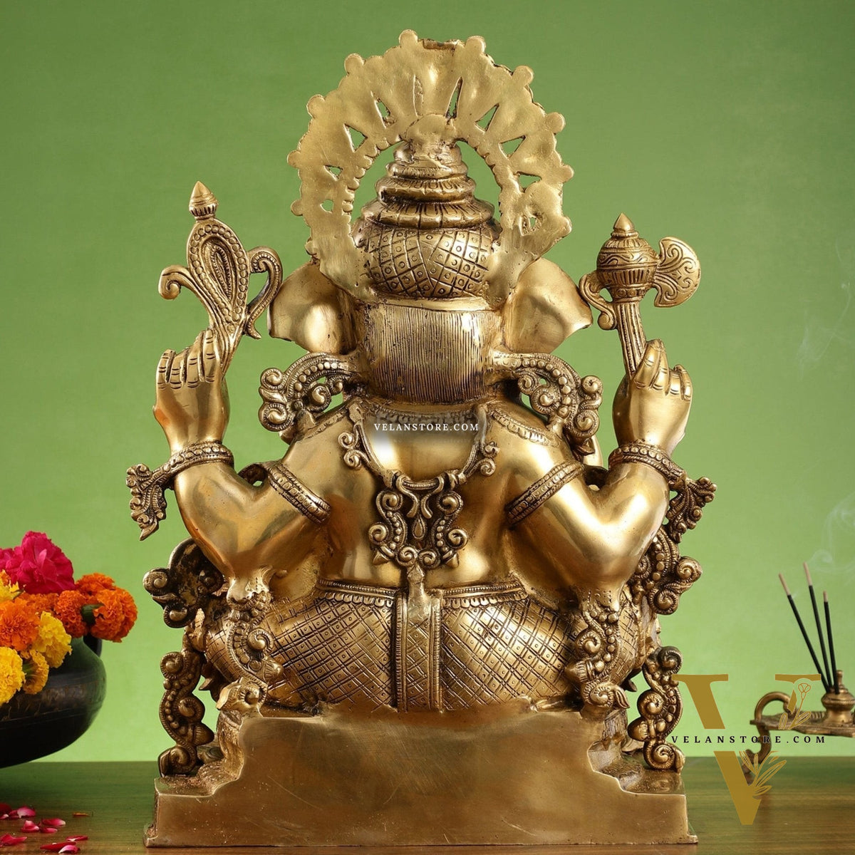 Large Ganapati Statue: Blessing Ganesha Brass Idol