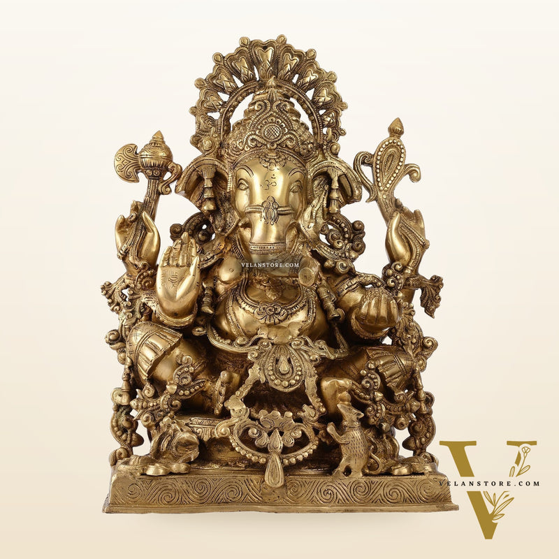 Large Ganapati Statue: Blessing Ganesha Brass Idol