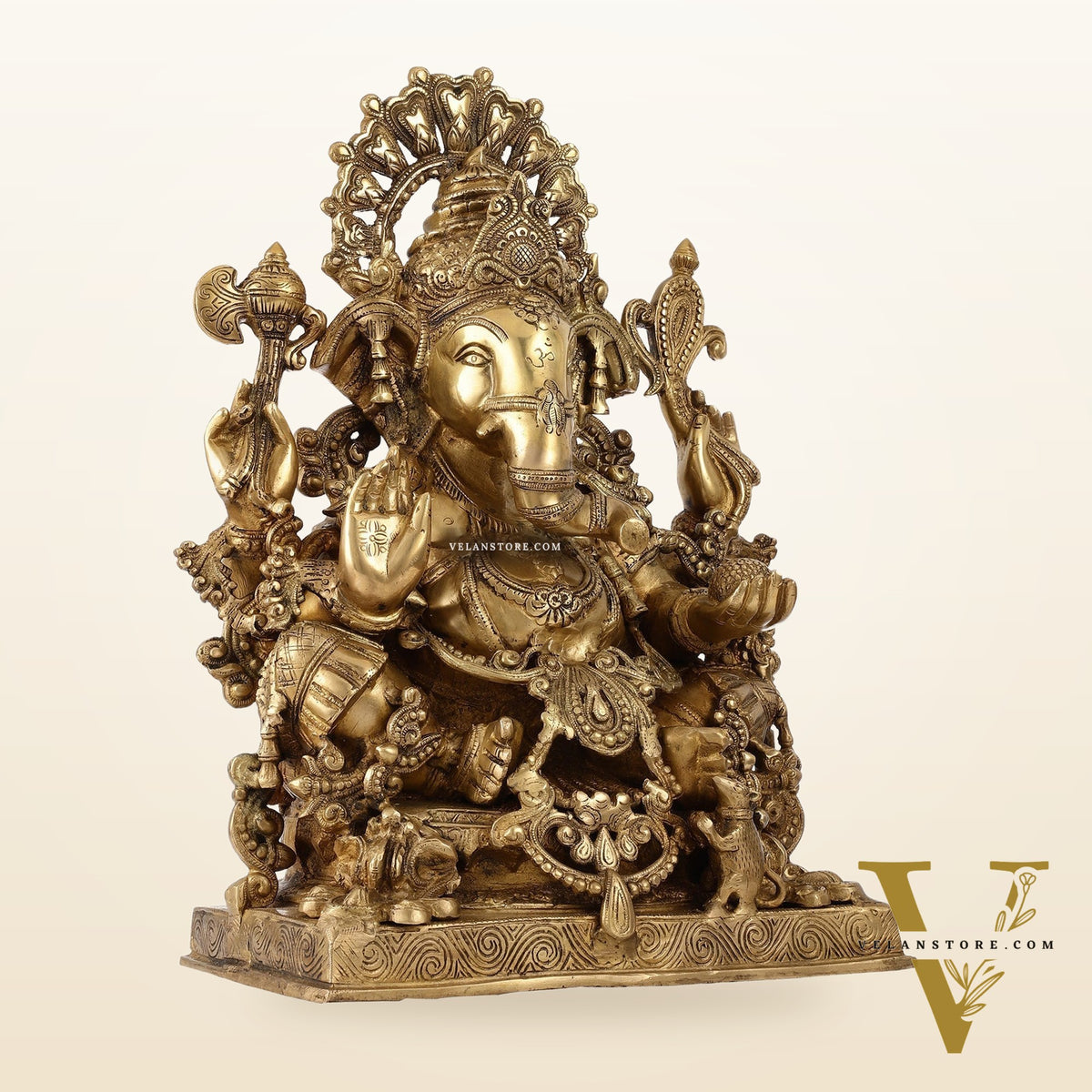 Large Ganapati Statue: Blessing Ganesha Brass Idol