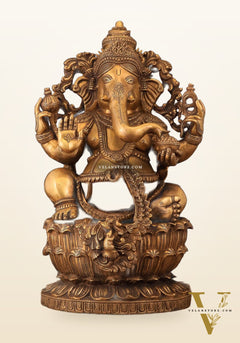 Large Ganesha Brass Statue - 26 Inch