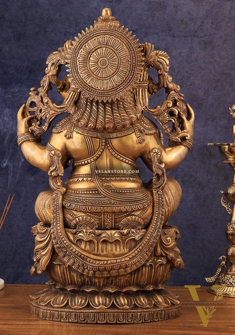 Large Ganesha Brass Statue - 26 Inch