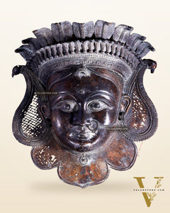 Large Goddess Durga Face Wall Hanging | Bronze Lost Wax Casting 26 inch