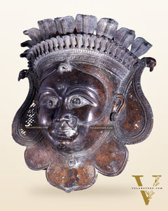 Large Goddess Durga Face Wall Hanging | Bronze Lost Wax Casting 26 inch