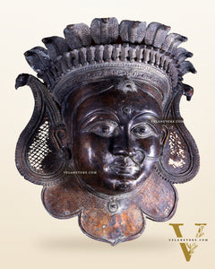 Large Goddess Durga Face Wall Hanging | Bronze Lost Wax Casting 26 inch