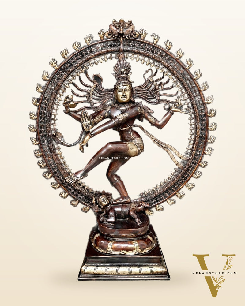 Large Handcrafted Brass Nataraja Statue - 36" Height