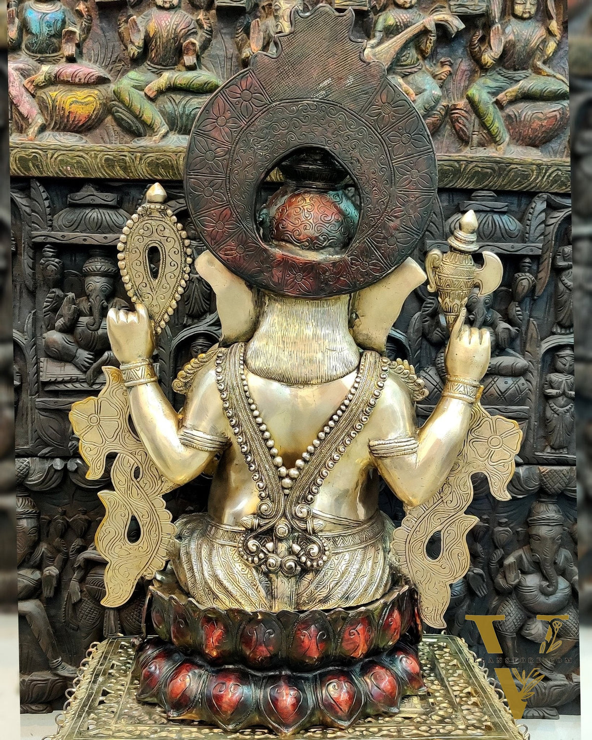 Large Handcrafted Superfine Brass Ganapati Statue - 29"
