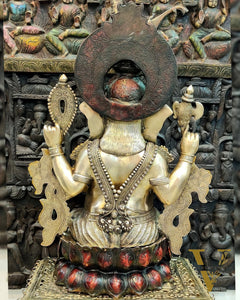 Large Handcrafted Superfine Brass Ganapati Statue - 29"