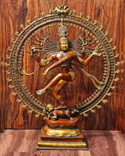 Large Handcrafted Superfine Brass Nataraja Statue - 36" Height