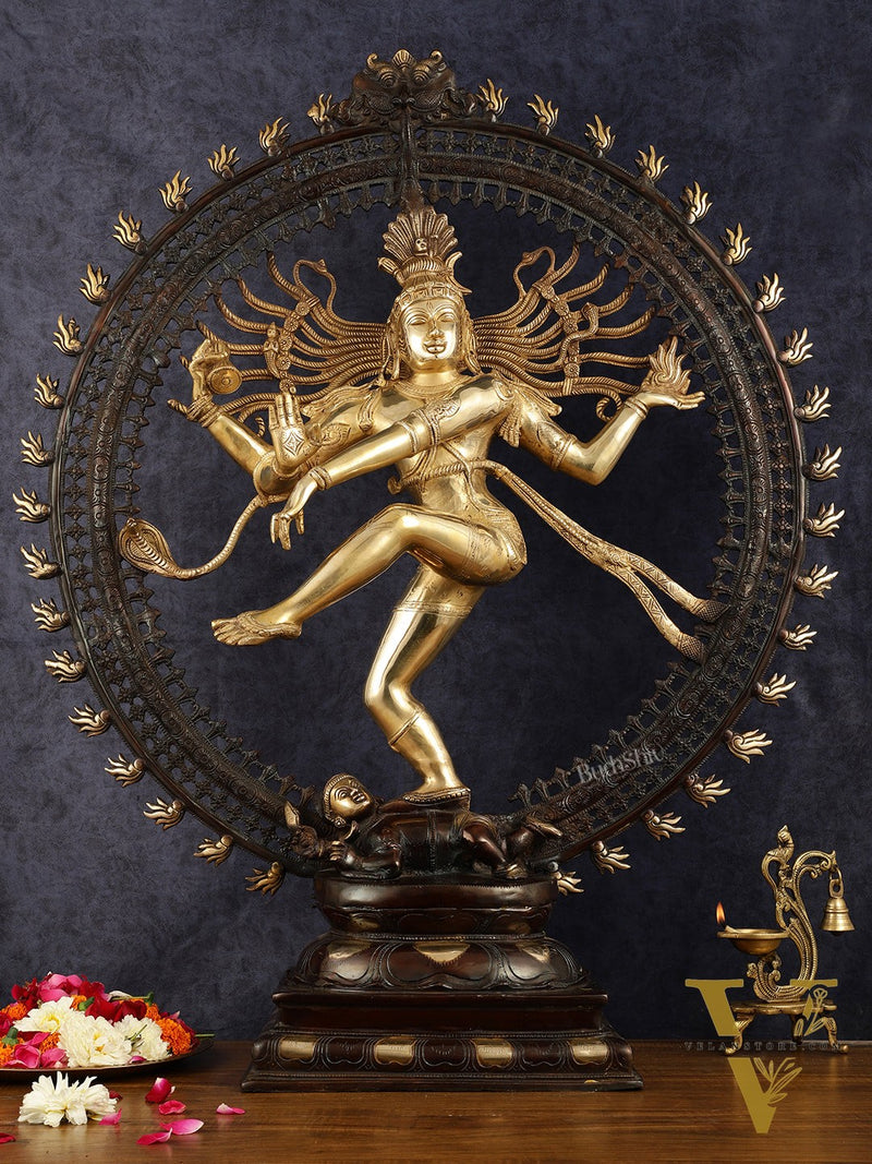Large Handcrafted Superfine Brass Nataraja Statue - Height 36"